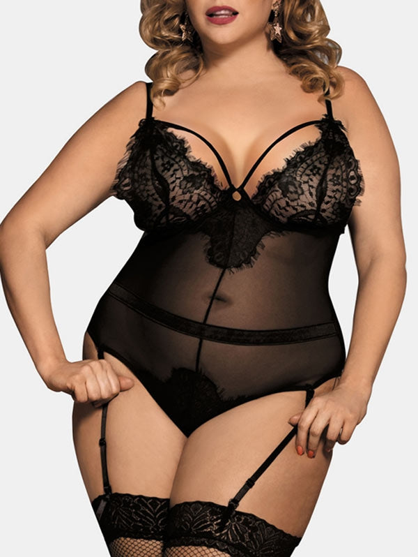 Plus Size Lace Mesh Lingerie