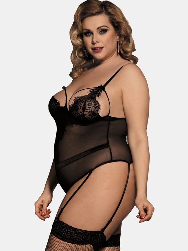 Plus Size Lace Mesh Lingerie