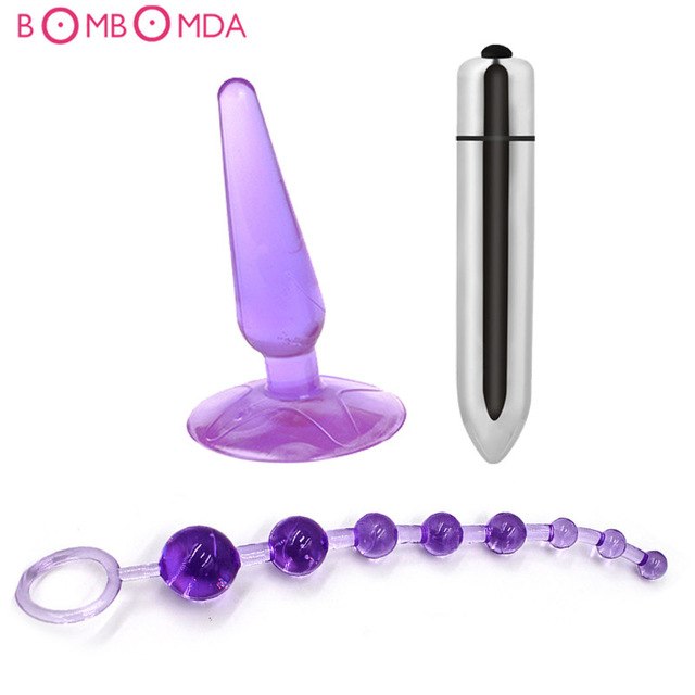 Silicone Anal Plug, Beads and Vibrator - Sold Separately or Together - Various Colours