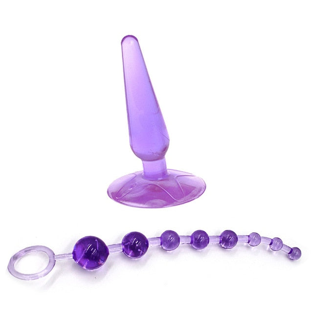 Silicone Anal Plug, Beads and Vibrator - Sold Separately or Together - Various Colours