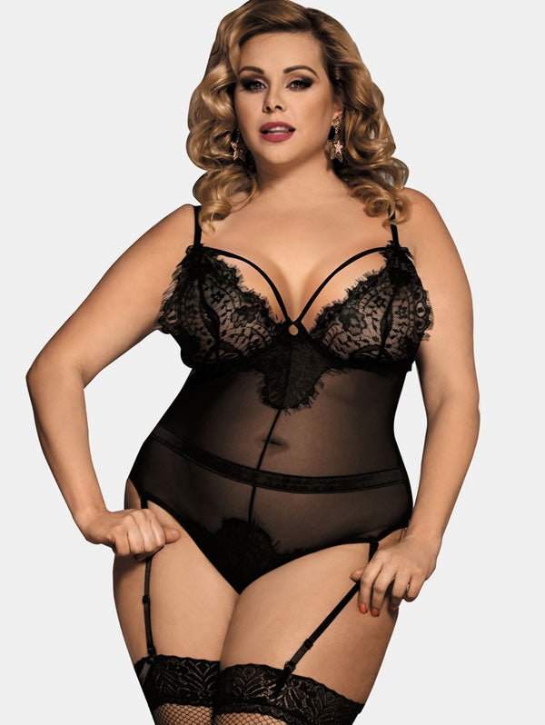 Plus Size Lace Mesh Lingerie