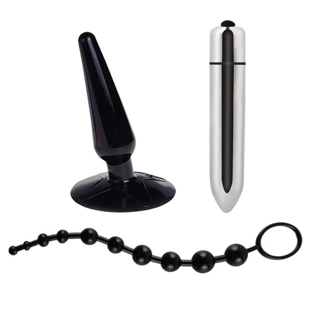 Silicone Anal Plug, Beads and Vibrator - Sold Separately or Together - Various Colours